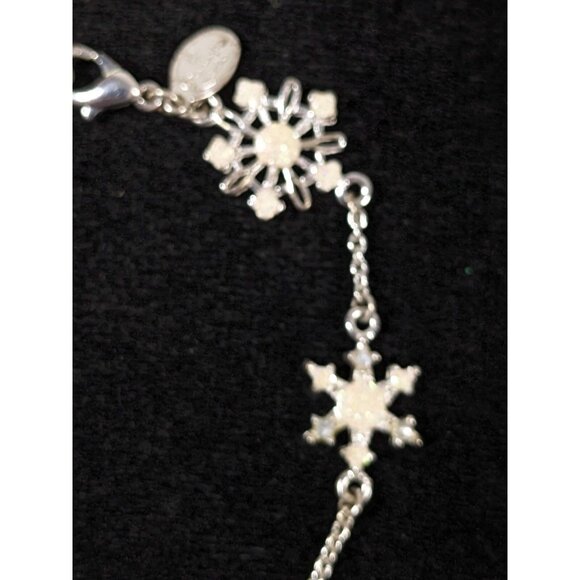 Christopher Radko Silver Tone Snowflake Chain Crystal Bracelet 7.5 inch - Picture 3 of 7
